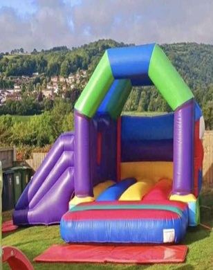 Bounce castle inflatable set up on a lawn for a party