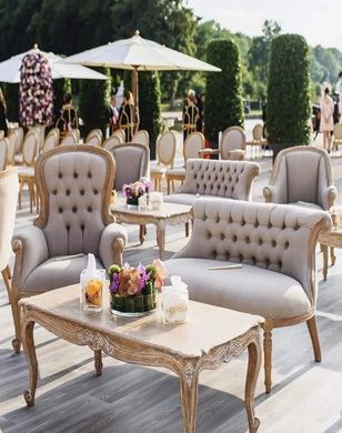 Elegant lounge furniture hire set up for an outdoor event
