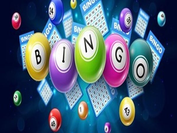 Colourful bingo balls and bingo cards